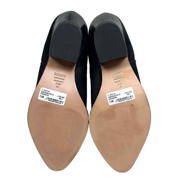 Schutz Jaqueline Bootie Black Nubuck Pull Up Side Gore Pointed Toe Women Sz 7.5B - Picture 8 of 8